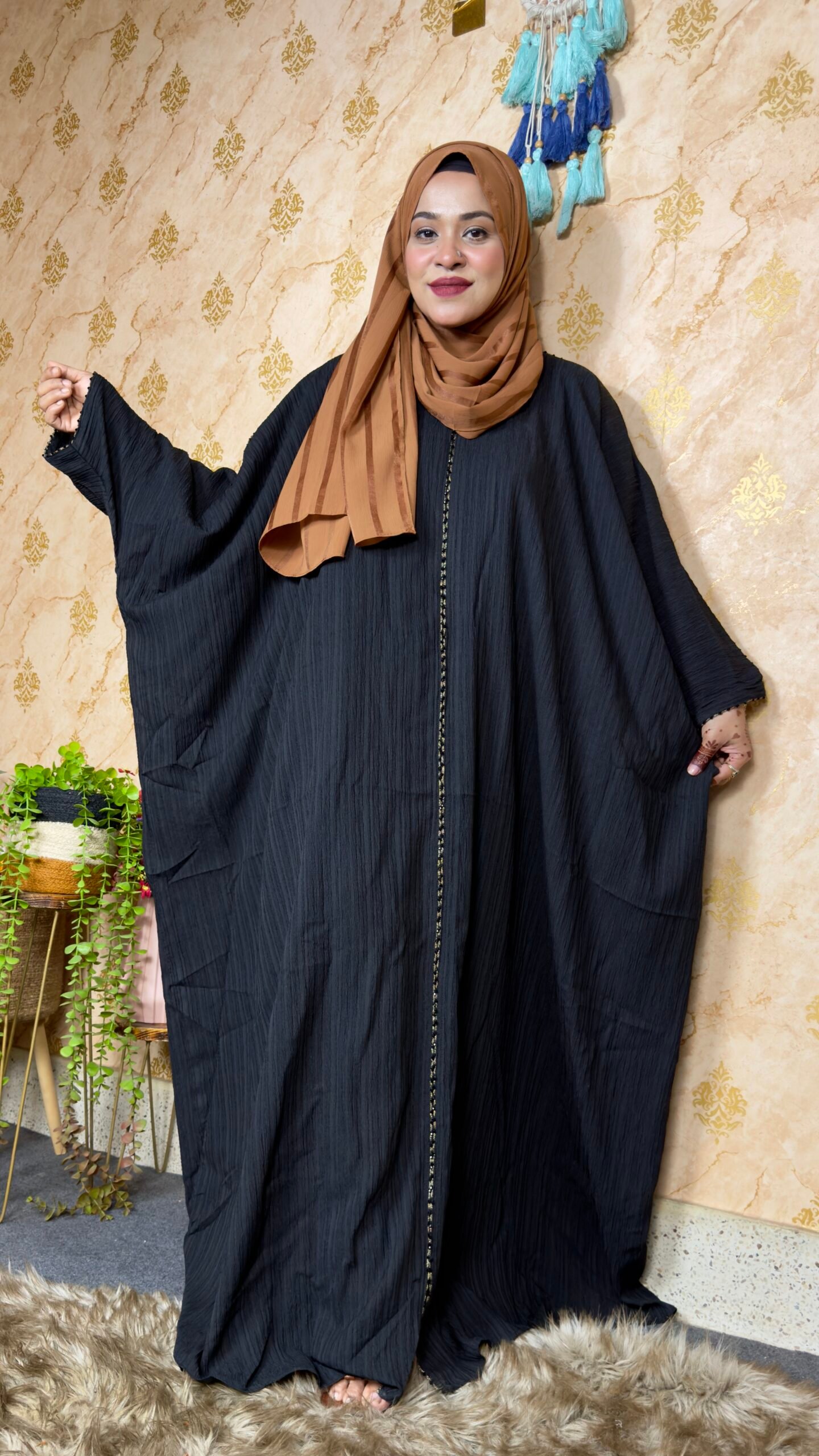 প্রিমিয়াম পপকর্ন ফেব্রিক পরশা আবায়া - Image 5